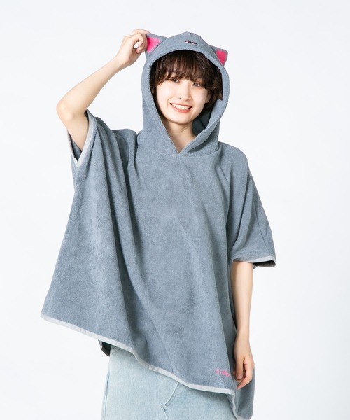 JEANS MATE（ジーンズメイト）の「【Hi Hey Hoooo/ハイヘイホー】なりきりアニマルポンチョ（ポンチョ・レディース・クリアブルー/チャコールグレー/オフホワイト・FREE）」の8枚目の写真