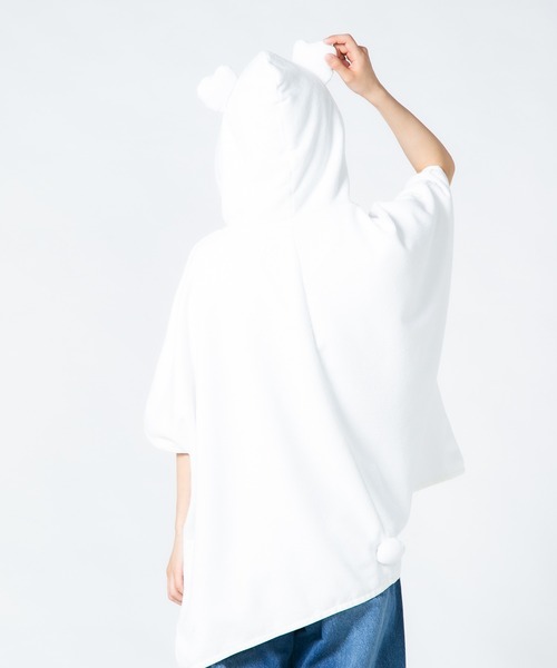 JEANS MATE（ジーンズメイト）の「【Hi Hey Hoooo/ハイヘイホー】なりきりアニマルポンチョ（ポンチョ・レディース・クリアブルー/チャコールグレー/オフホワイト・FREE）」の16枚目の写真