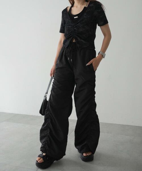 dispark(ディスパーク)の「DISPARK/ギャザーデザインナイロンパンツ(カーゴパンツ・レディース・ブラック・FREE)」の16枚目の写真