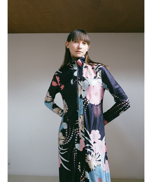 woman flower long one-piece　レディース 楽天市場】フロント プリーツ 花柄 ロング ワンピース 女性