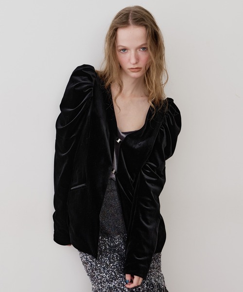 クラシカルベロアパフスリーブジャケット クラシカルベロアパフスリーブジャケット（ノーカラージャケット