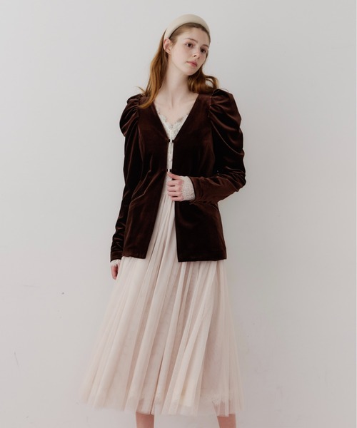 LA BELLE ETUDE クラシカルベロアパフスリーブJK クラシカルベロアパフスリーブジャケット（ノーカラージャケット