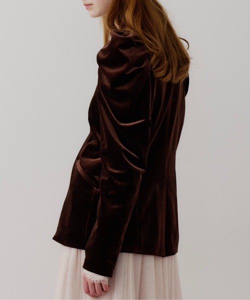 クラシカルベロアパフスリーブジャケット（ノーカラージャケット