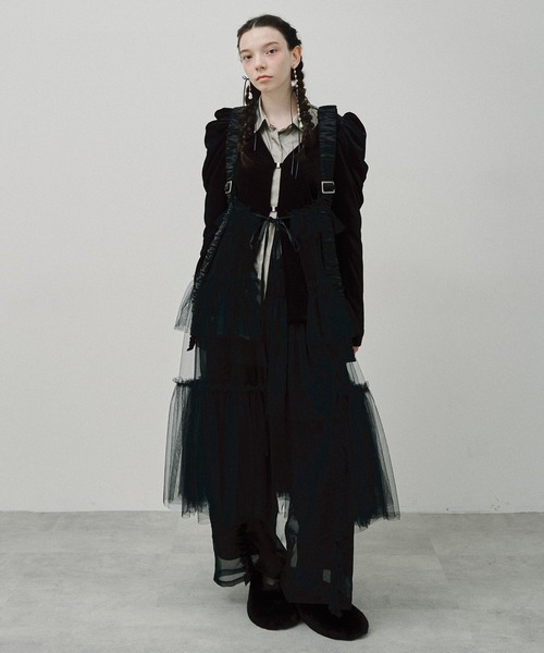 クラシカルベロアパフスリーブジャケット（ノーカラージャケット