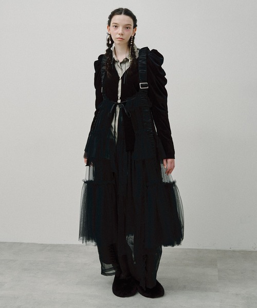 【J1U by LA BELLE ETUDE クラシカルパフスリーブジャケット】 クラシカルベロアパフスリーブジャケット（ノーカラージャケット