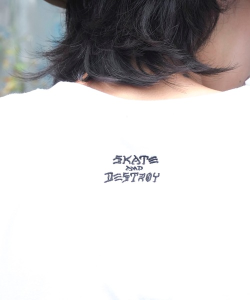 THRASHER(スラッシャー)の「ANTI LOGO emb S/S T-SHIRTS/スラッシャーボックスシルエットワンポイント刺繍ブランドロゴ半袖Tシャツ(Tシャツ/カットソー・メンズ・グレー/ネイビー/ブラック×グレー/ホワイト×ブラック・LARGE/MEDIUM/XX-LARGE/X-LARGE)」の16枚目の写真