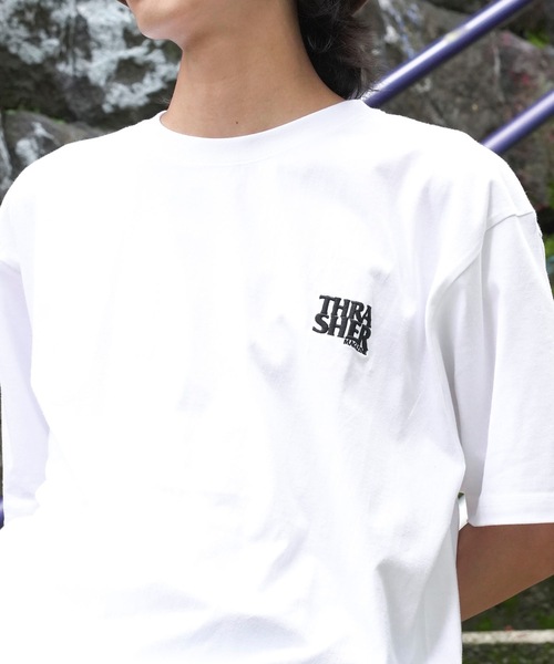 THRASHER(スラッシャー)の「ANTI LOGO emb S/S T-SHIRTS/スラッシャーボックスシルエットワンポイント刺繍ブランドロゴ半袖Tシャツ(Tシャツ/カットソー・メンズ・グレー/ネイビー/ブラック×グレー/ホワイト×ブラック・LARGE/MEDIUM/XX-LARGE/X-LARGE)」の17枚目の写真