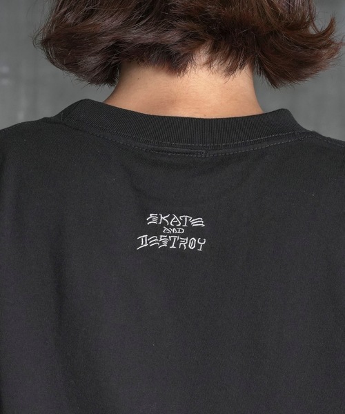 THRASHER(スラッシャー)の「ANTI LOGO emb S/S T-SHIRTS/スラッシャーボックスシルエットワンポイント刺繍ブランドロゴ半袖Tシャツ(Tシャツ/カットソー・メンズ・グレー/ネイビー/ブラック×グレー/ホワイト×ブラック・LARGE/MEDIUM/XX-LARGE/X-LARGE)」の9枚目の写真