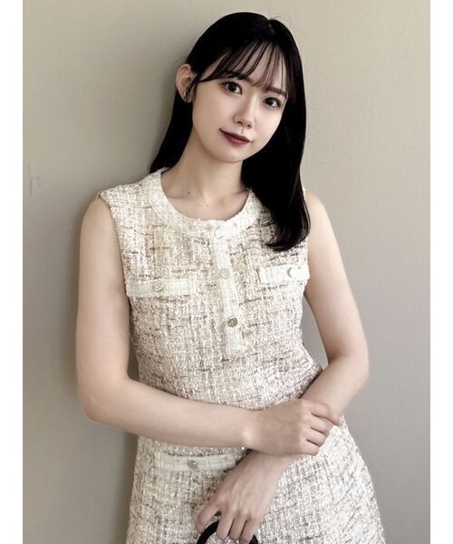 dazzlin（ダズリン）の「ラメツイードフレアミニワンピース（ワンピース・レディース・ベージュ/パープル・SMALL/MEDIUM）」の12枚目の写真