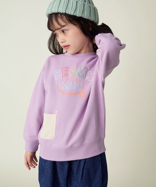 BEAMS mini（ビームスミニ）の「スマイル 刺繍 スウェット （90～130cm）（スウェット・キッズ・ホワイト系その他5/ネイビー/レッド系その他/オレンジ・120/110/100/130/90）」の3枚目の写真
