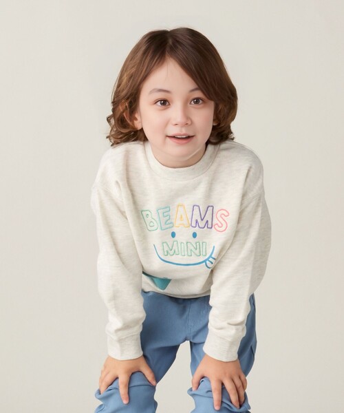 BEAMS mini（ビームスミニ）の「スマイル 刺繍 スウェット （90～130cm）（スウェット・キッズ・ホワイト系その他5/ネイビー/レッド系その他/オレンジ・120/110/100/130/90）」の5枚目の写真