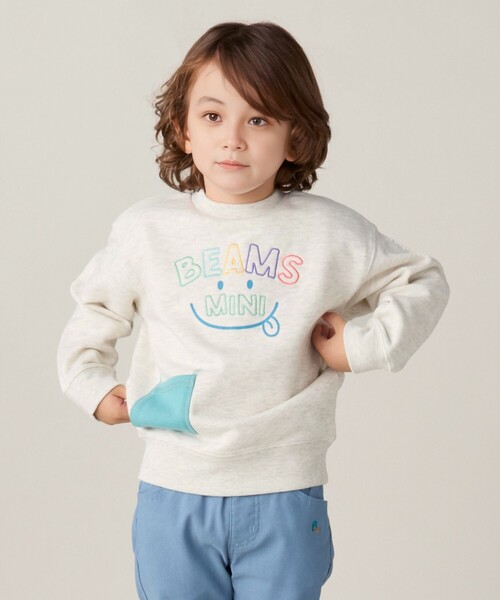 BEAMS mini（ビームスミニ）の「スマイル 刺繍 スウェット （90～130cm）（スウェット・キッズ・ホワイト系その他5/ネイビー/レッド系その他/オレンジ・120/110/100/130/90）」の6枚目の写真