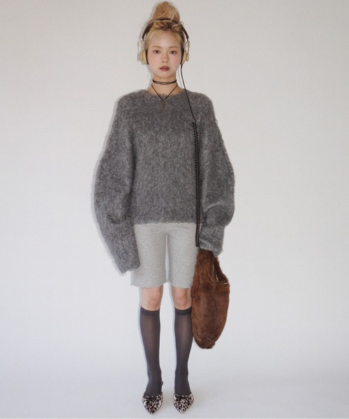musubore(ムスボレ)の「lose sleeve brushed shaggy NT / ルーズスリーブシャギーニット(ニット/セーター・レディース・ピンク/ネイビー/その他/グレー・FREE)」の8枚目の写真