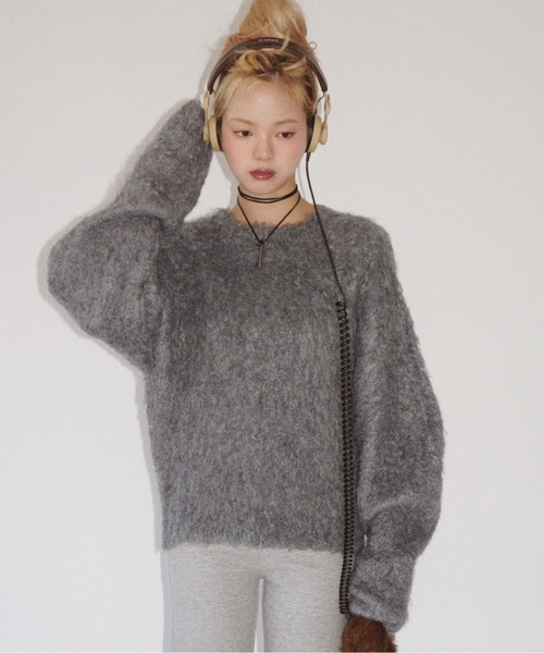 musubore(ムスボレ)の「lose sleeve brushed shaggy NT / ルーズスリーブシャギーニット(ニット/セーター・レディース・ピンク/ネイビー/その他/グレー・FREE)」の7枚目の写真
