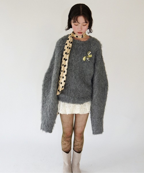 musubore(ムスボレ)の「lose sleeve brushed shaggy NT / ルーズスリーブシャギーニット(ニット/セーター・レディース・ピンク/ネイビー/その他/グレー・FREE)」の16枚目の写真