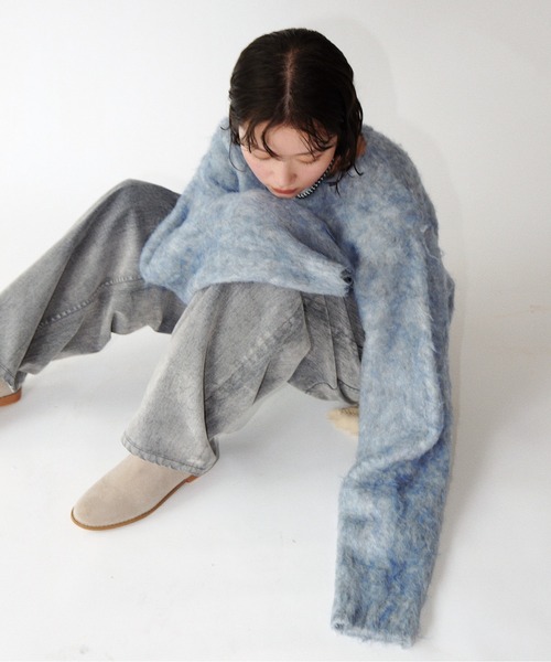 musubore(ムスボレ)の「lose sleeve brushed shaggy NT / ルーズスリーブシャギーニット(ニット/セーター・レディース・ピンク/ネイビー/その他/グレー・FREE)」の10枚目の写真