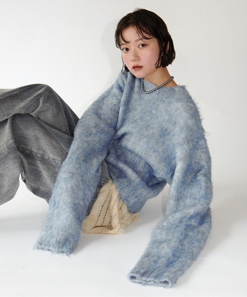 musubore(ムスボレ)の「lose sleeve brushed shaggy NT / ルーズスリーブシャギーニット(ニット/セーター・レディース・ピンク/ネイビー/その他/グレー・FREE)」の9枚目の写真