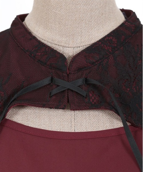 axes femme kawaii（アクシーズファムカワイイ）の「レース重ね半袖ブラウス（シャツ/ブラウス・レディース・ワイン/ブラック/ホワイト・MEDIUM）」の13枚目の写真