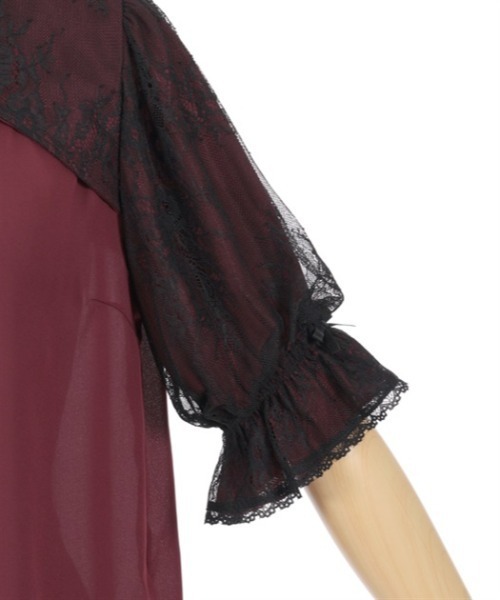 axes femme kawaii（アクシーズファムカワイイ）の「レース重ね半袖ブラウス（シャツ/ブラウス・レディース・ワイン/ブラック/ホワイト・MEDIUM）」の17枚目の写真