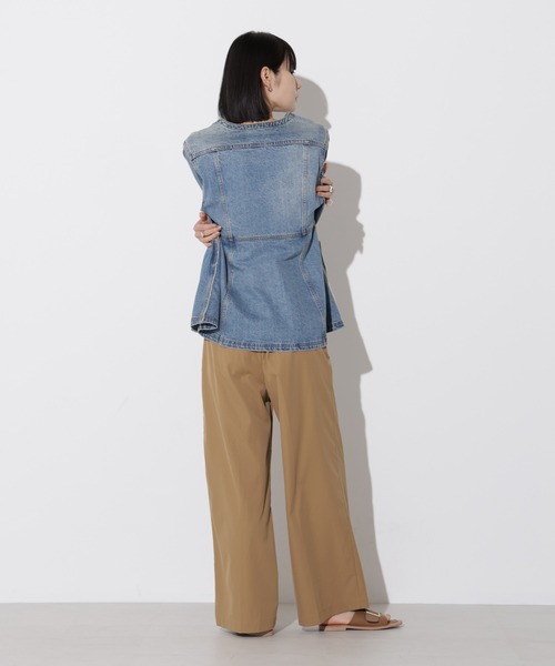 Apo(s)ture(アポスチャー)の「ARIA-007/撥水ツイルストレッチタックワイドパンツ(その他パンツ・レディース・ベージュ/ネイビー/グリーン/ブラック・XS/S/M/L/XL)」の8枚目の写真