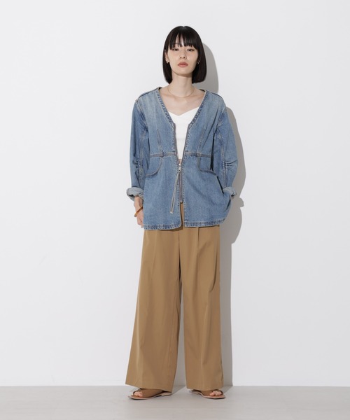 Apo(s)ture(アポスチャー)の「ARIA-007/撥水ツイルストレッチタックワイドパンツ(その他パンツ・レディース・ベージュ/ネイビー/グリーン/ブラック・XS/S/M/L/XL)」の10枚目の写真