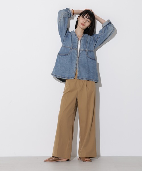 Apo(s)ture(アポスチャー)の「ARIA-007/撥水ツイルストレッチタックワイドパンツ(その他パンツ・レディース・ベージュ/ネイビー/グリーン/ブラック・XS/S/M/L/XL)」の11枚目の写真