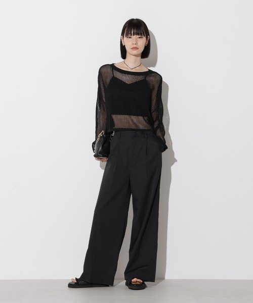 Apo(s)ture(アポスチャー)の「ARIA-007/撥水ツイルストレッチタックワイドパンツ(その他パンツ・レディース・ベージュ/ネイビー/グリーン/ブラック・XS/S/M/L/XL)」の15枚目の写真