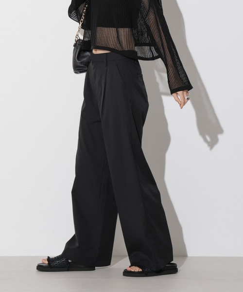 Apo(s)ture(アポスチャー)の「ARIA-007/撥水ツイルストレッチタックワイドパンツ(その他パンツ・レディース・ベージュ/ネイビー/グリーン/ブラック・XS/S/M/L/XL)」の12枚目の写真