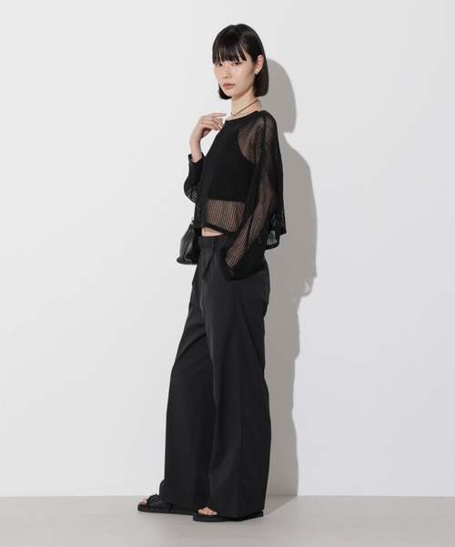 Apo(s)ture(アポスチャー)の「ARIA-007/撥水ツイルストレッチタックワイドパンツ(その他パンツ・レディース・ベージュ/ネイビー/グリーン/ブラック・XS/S/M/L/XL)」の17枚目の写真