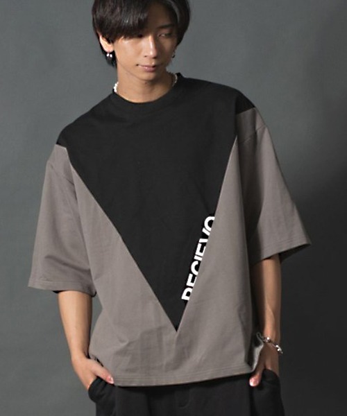 【セール】【REGIEVO】 バイカラー切替 スポティーTシャツ 半袖Tee（Tシャツ/カットソー）｜REGIEVO（レジエボ）