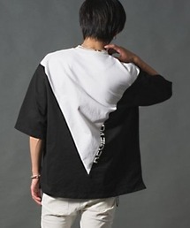【REGIEVO】 バイカラー切替 スポティーTシャツ 半袖Tee