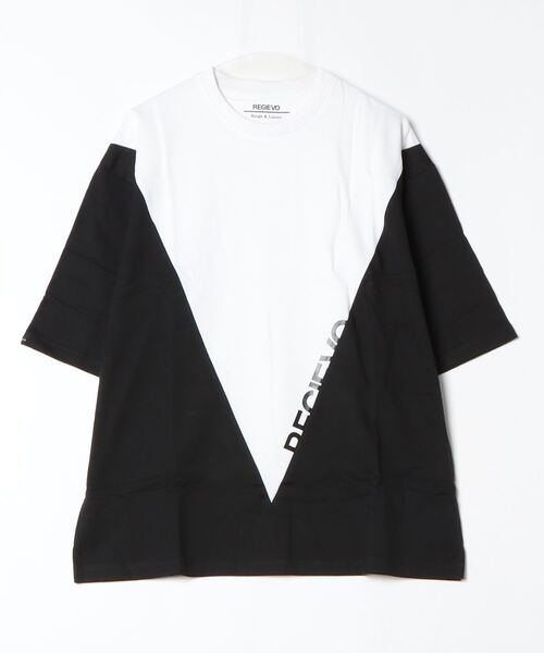 REGIEVO(レジエボ)の「【REGIEVO】 バイカラー切替 スポティーTシャツ 半袖Tee(Tシャツ/カットソー・メンズ・グレー/ブラック/オフホワイト・LARGE/MEDIUM)」の9枚目の写真