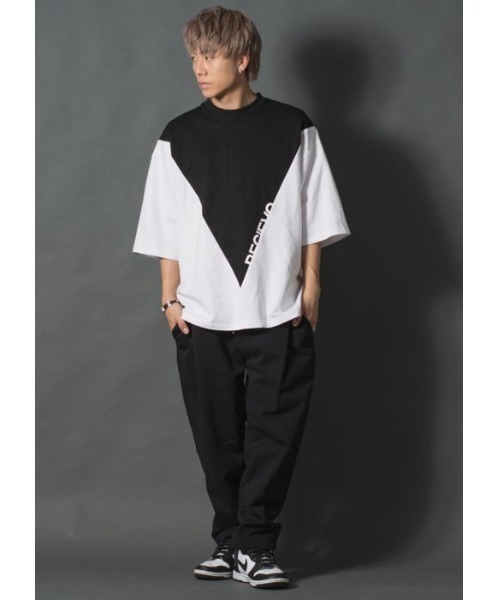 REGIEVO(レジエボ)の「【REGIEVO】 バイカラー切替 スポティーTシャツ 半袖Tee(Tシャツ/カットソー・メンズ・グレー/ブラック/オフホワイト・LARGE/MEDIUM)」の18枚目の写真