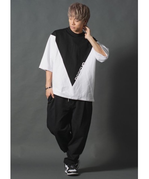 REGIEVO(レジエボ)の「【REGIEVO】 バイカラー切替 スポティーTシャツ 半袖Tee(Tシャツ/カットソー・メンズ・グレー/ブラック/オフホワイト・LARGE/MEDIUM)」の19枚目の写真