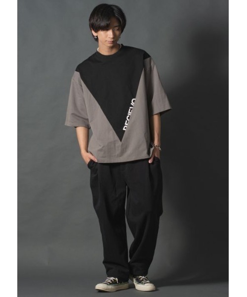 REGIEVO(レジエボ)の「【REGIEVO】 バイカラー切替 スポティーTシャツ 半袖Tee(Tシャツ/カットソー・メンズ・グレー/ブラック/オフホワイト・LARGE/MEDIUM)」の16枚目の写真