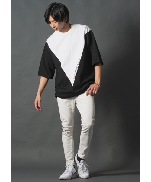 REGIEVO(レジエボ)の「【REGIEVO】 バイカラー切替 スポティーTシャツ 半袖Tee(Tシャツ/カットソー・メンズ・グレー/ブラック/オフホワイト・LARGE/MEDIUM)」の12枚目の写真