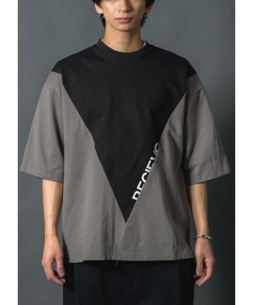 REGIEVO(レジエボ)の「【REGIEVO】 バイカラー切替 スポティーTシャツ 半袖Tee(Tシャツ/カットソー・メンズ・グレー/ブラック/オフホワイト・LARGE/MEDIUM)」の8枚目の写真