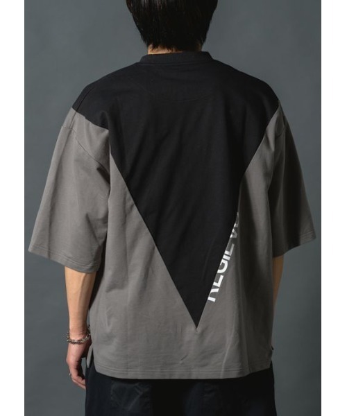 REGIEVO(レジエボ)の「【REGIEVO】 バイカラー切替 スポティーTシャツ 半袖Tee(Tシャツ/カットソー・メンズ・グレー/ブラック/オフホワイト・LARGE/MEDIUM)」の7枚目の写真