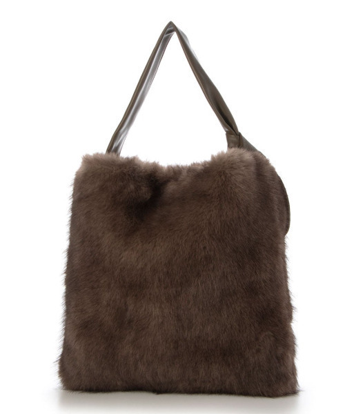 cache cache(カシュ カシュ)の「カシュカシュ cachecache / リボンワンハンドルミンク風エコファートート(トートバッグ・レディース・キャメル/グレー/アイボリー・FREE)」の12枚目の写真