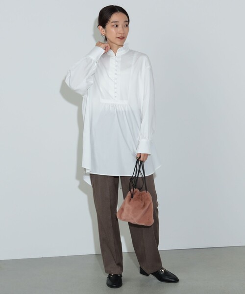 BEAMS HEART（ビームスハート）の「スタンドフリル チュニックシャツ（シャツ/ブラウス・レディース・ブラック/オフホワイト/ベージュ・FREE）」の13枚目の写真