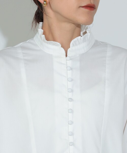 BEAMS HEART（ビームスハート）の「スタンドフリル チュニックシャツ（シャツ/ブラウス・レディース・ブラック/オフホワイト/ベージュ・FREE）」の19枚目の写真