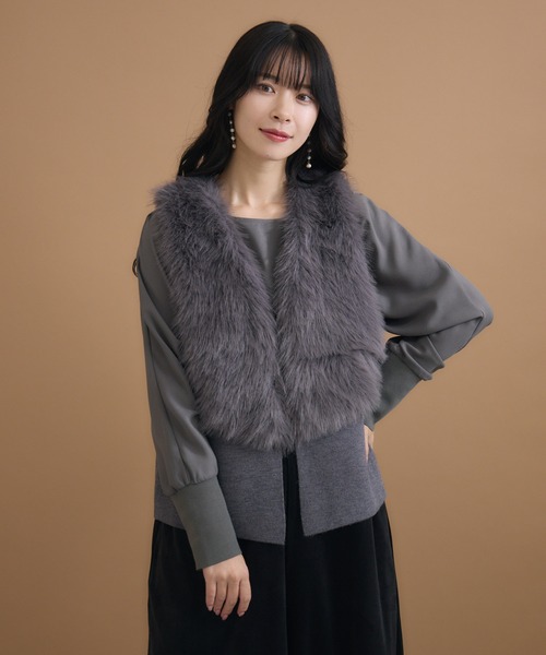 KATHARINE ROSS（キャサリンロス）の「【KATHARINE ROSS】ファーコンビニットベスト（ベスト・レディース・ベージュ/グレー・MEDIUM）」の15枚目の写真