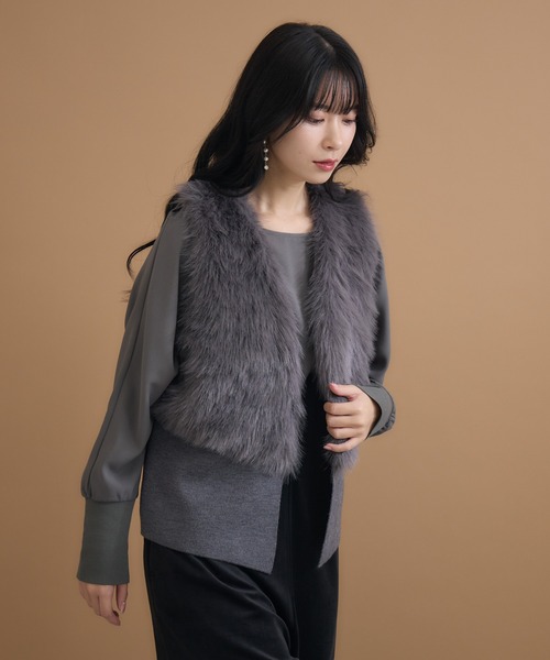 KATHARINE ROSS（キャサリンロス）の「【KATHARINE ROSS】ファーコンビニットベスト（ベスト・レディース・ベージュ/グレー・MEDIUM）」の17枚目の写真