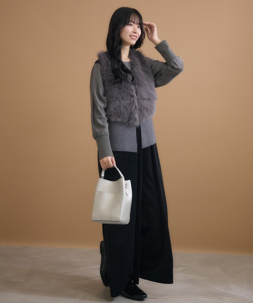 KATHARINE ROSS（キャサリンロス）の「【KATHARINE ROSS】ファーコンビニットベスト（ベスト・レディース・ベージュ/グレー・MEDIUM）」の10枚目の写真