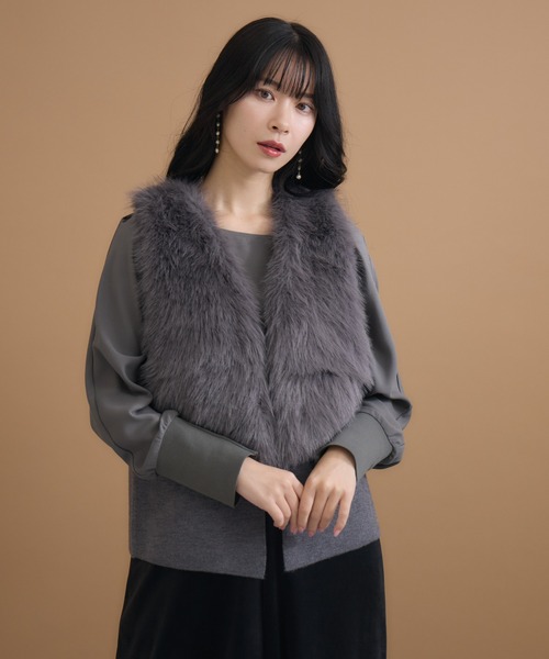 KATHARINE ROSS（キャサリンロス）の「【KATHARINE ROSS】ファーコンビニットベスト（ベスト・レディース・ベージュ/グレー・MEDIUM）」の14枚目の写真