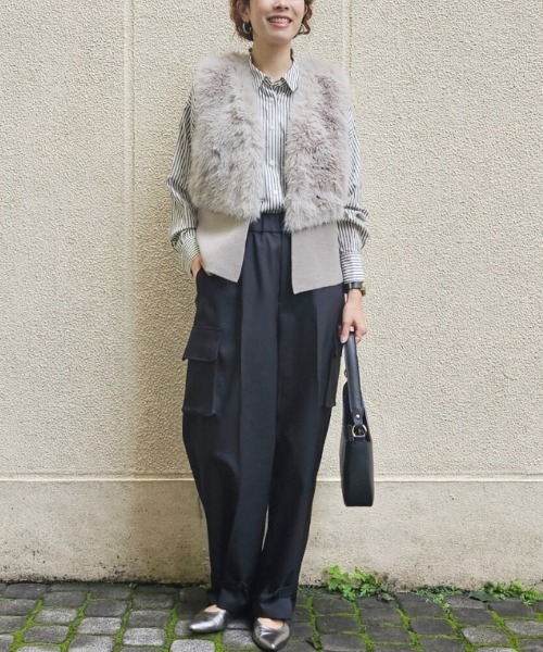 KATHARINE ROSS（キャサリンロス）の「【KATHARINE ROSS】ファーコンビニットベスト（ベスト・レディース・ベージュ/グレー・MEDIUM）」の3枚目の写真