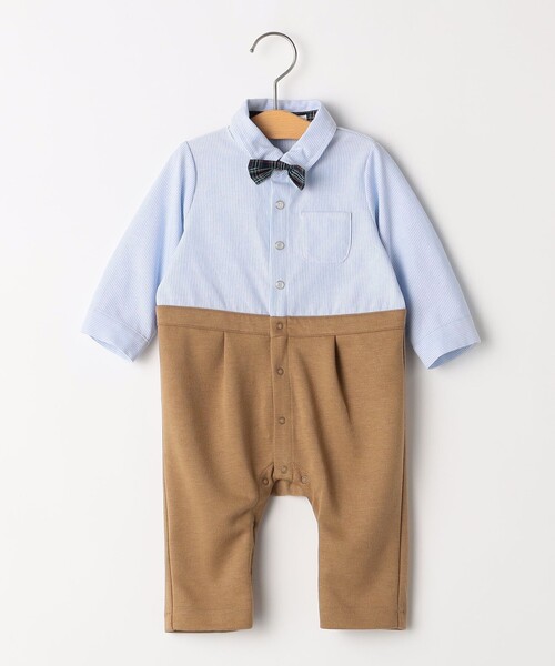 SHIPS(シップス)の「SHIPS KIDS:70~80cm / 蝶ネクタイ 長袖 ロンパース(ロンパース・キッズ・ネイビー/ベージュ・80/70)」の1枚目の写真