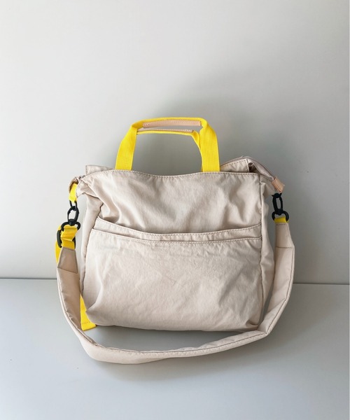 EARTH MADE（アースメイド）の「10POCKET INSIDE PRINT 2WAY TOTE（ボストンバッグ・レディース・ブラック/カーキ/ブルー/ダークグレー/サンドベージュ/ライトベージュ/ライトグレー/ダークブルー/ライトパープル/ブラウン/ダークネイビー/キャメル・FREE）」の7枚目の写真