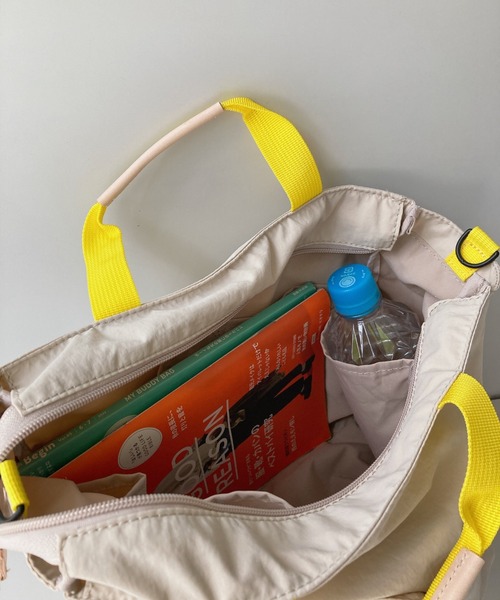 EARTH MADE（アースメイド）の「10POCKET INSIDE PRINT 2WAY TOTE（ボストンバッグ・レディース・ブラック/カーキ/ブルー/ダークグレー/サンドベージュ/ライトベージュ/ライトグレー/ダークブルー/ライトパープル/ブラウン/ダークネイビー/キャメル・FREE）」の19枚目の写真