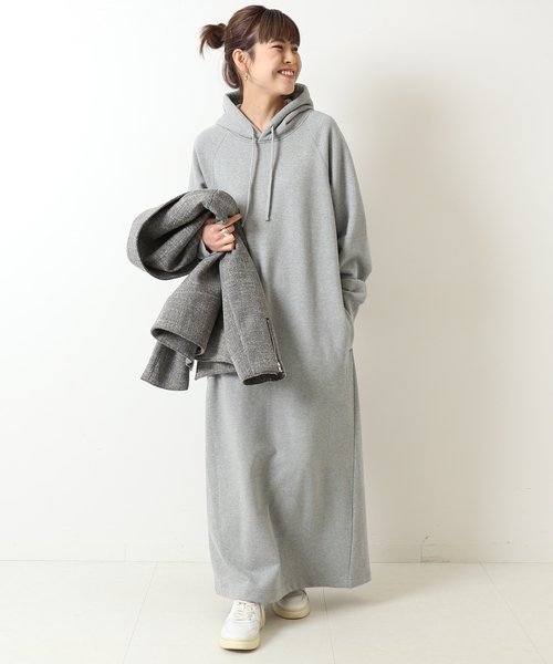 Spick & Span（スピックアンドスパン）の「《追加2一部店舗+WEB限定》ヘビー裏毛ロングワンピース（ワンピース・レディース・チャコールグレー/グレー・FREE）」の7枚目の写真